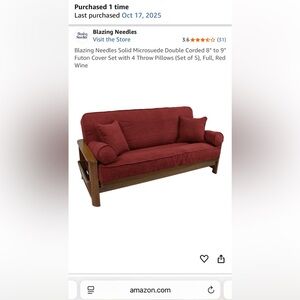 Blazing Needles Wine Red Futon Cover Set with Pillows